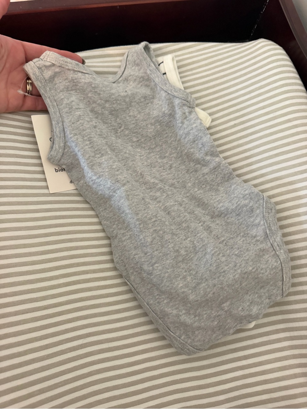 H&M TWO PACK Baby Striped Tank One-Piece Bodysuit - White & Gray - Picture 5 of 5
